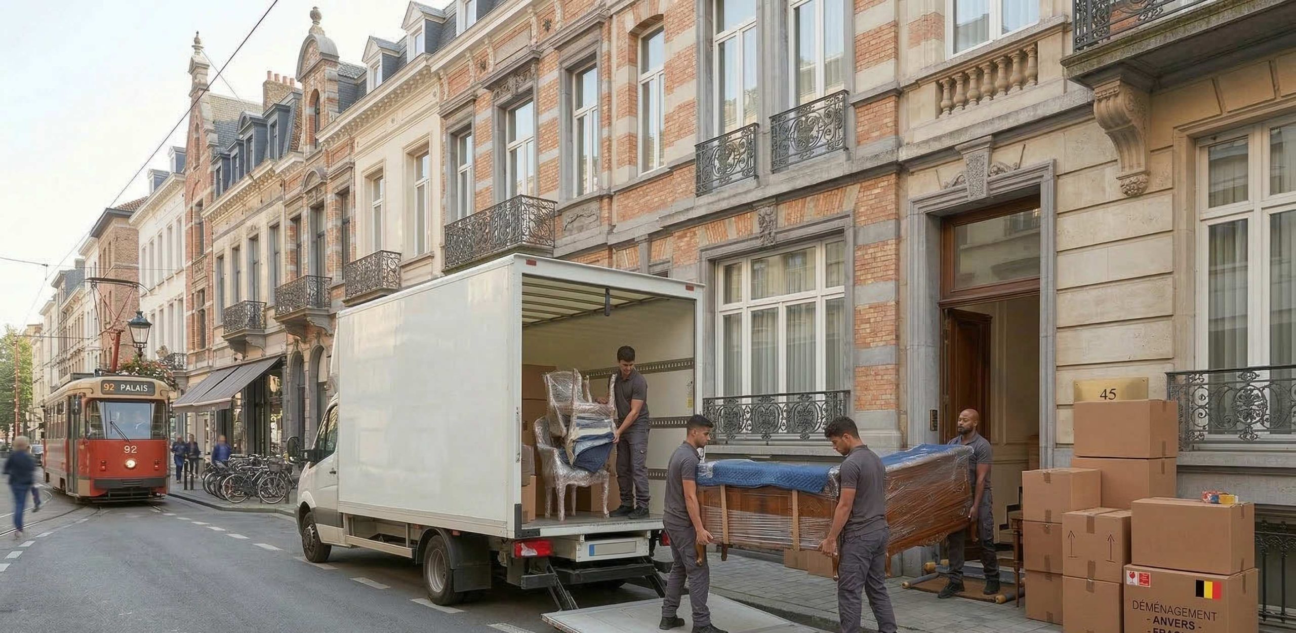 déchargement camion déménagement Anvers